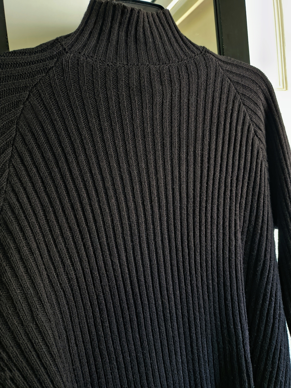Black Ribbed Mock-Neck Sweater - Picture 2 of 4